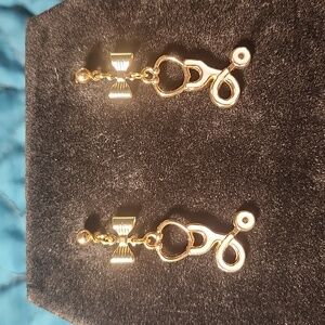 Bow & Sethoscope Gold White Ball Post Earrings
